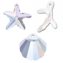 Pendentifs �toile de mer, coquillage et corail cristal Swarovski