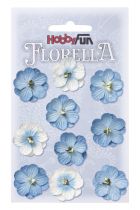 10 Fleurs en papier murier bleu/blanc scapbooking