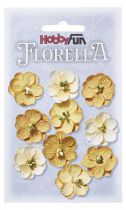 10 Fleurs en papier murier jaune/blanc scapbooking