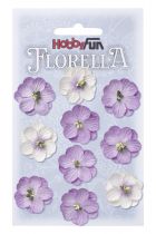 10 Fleurs en papier murier lavande/violet/blanc scapbooking