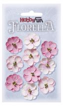 10 Fleurs en papier murier rose/blanc scapbooking Florella 