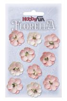 10 Fleurs en papier murier rose/blanc scapbooking