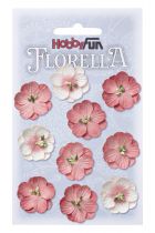 10 Fleurs en papier murier rose/fuchsia scapbooking Florella 