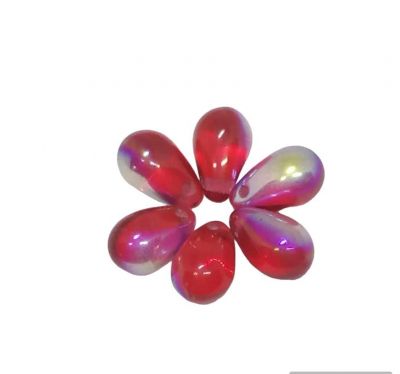 10 gouttes en verre rouge orang� AB 9mmx5