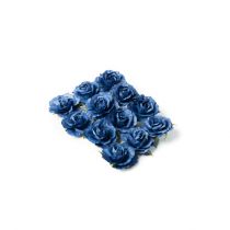 12 roses bleu marine sur tige - 3,5cm