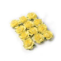 12 roses jaune - 3,5cm