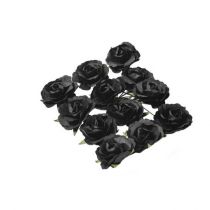 12 roses Noires sur tige - 3,5cm