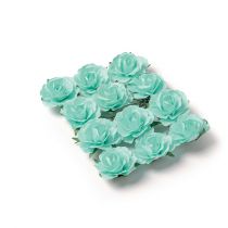 12 roses vert clair sur tige - 3,5cm