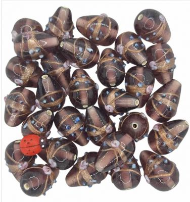 20 Perles indiennes goutte amethyste 20mm