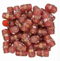 20 Perles indiennes rectangle rose 20mm