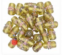 20 Perles indiennes rectangle vert olivine 20mm 