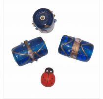 20 Perles indiennes tube Bleu lagon 20mm