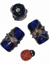 20 Perles indiennes tube Bleu marine 20mm