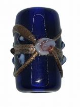 20 Perles indiennes tube Bleu marine 20mm
