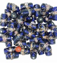 20 Perles indiennes tube Bleu marine 20mm