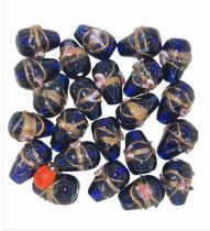 20 Perles indiennes tube bleu marine 20mm