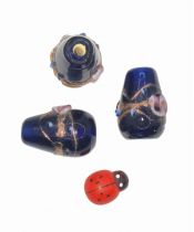20 Perles indiennes tube bleu marine 20mm