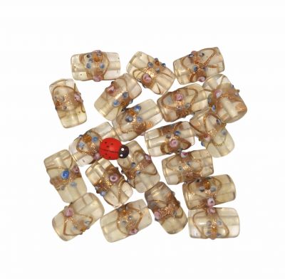 20 Perles indiennes tube Transparente 20mm