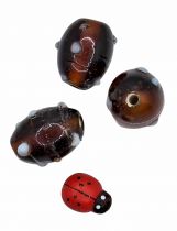 20 Perles ovales indiennes marron 17mm