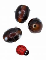 20 Perles ovales indiennes marron 17mm