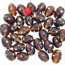 20 Perles ovales indiennes marron 17mm