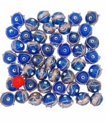 20 Perles rondes indiennes bleues 10mm