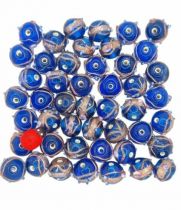 20 Perles rondes indiennes bleues 10mm