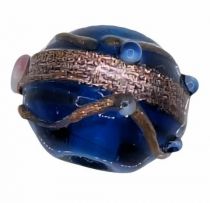 20 Perles rondes indiennes bleues 10mm