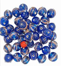 20 Perles rondes indiennes capri blue14mm