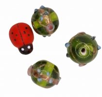 20 Perles rondes indiennes olivine12mm
