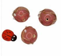 20 Perles rondes indiennes Rose 14mm