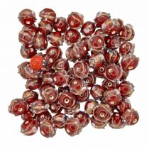 20 Perles rondes indiennes rouge 12mm
