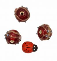 20 Perles rondes indiennes rouge 12mm