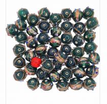 20 Perles rondes indiennes vert emeraude 10mm