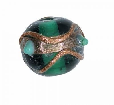 20 Perles rondes indiennes vert �meraude 13mm