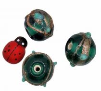20 Perles rondes indiennes vert émeraude 13mm