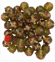 20 Perles rondes indiennes vert olivine 15mm
