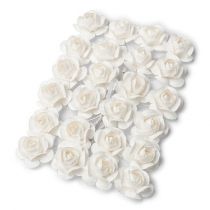 24 petites roses Blanches  sur tige - 2.1cm
