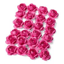 24 petites roses fuchsia  sur tige - 2.1cm