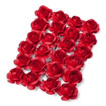 24 petites roses Rouge  sur tige - 2.1cm