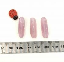 3 Perles rose opal en verre - 23x8mm twist