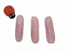 3 Perles rose opal en verre - 23x8mm twist