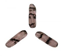 3 Perles rose tigr&eacute; noir en verre - 23x8mm twist