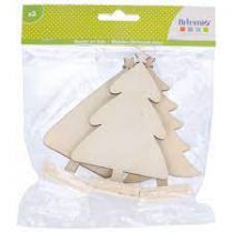 3 sapins en bois  peindre H:12 cm