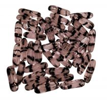 30 Perles rose tigr&eacute; noir en verre - 23x8mm twist