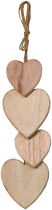 4 Coeurs suspendus 6x6.5 et 8.5 cm Bois - Artmio