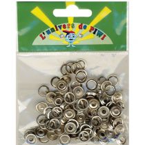 50 boutons pressions métal argenté Ø 10 mm