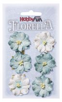 6 Fleurs en papier murier bleu anthique scapbooking Florella 