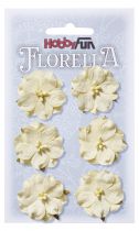 6 Fleurs en papier murier ivoire scapbooking Florella 