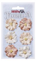 6 Fleurs en papier murier rose pastel scapbooking Florella 